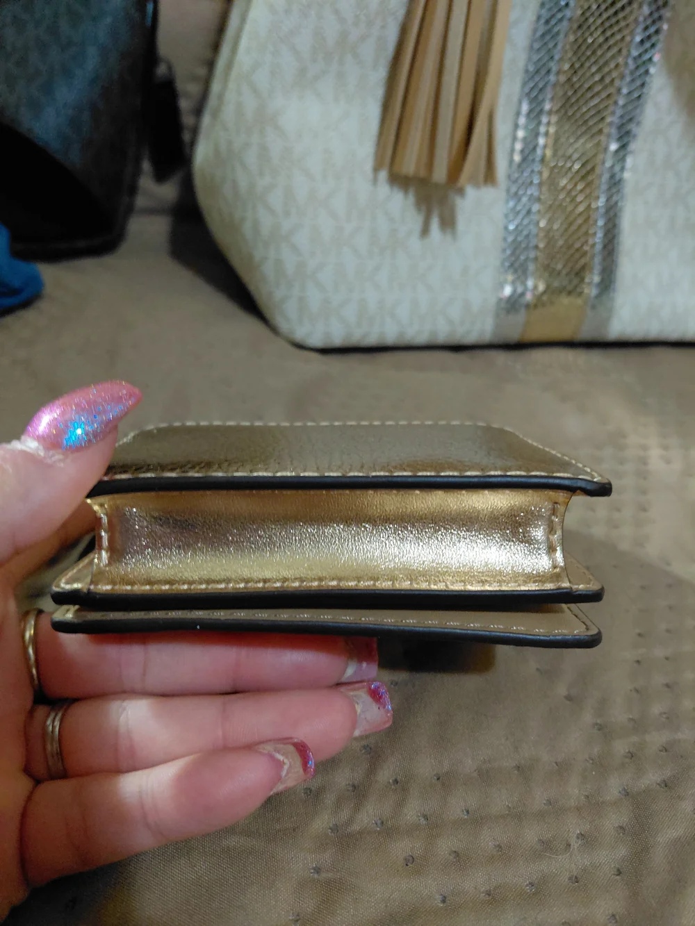 Michael Kors Gold Mini Card Wallet